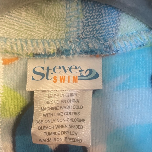 Steve Swim Bath Robe/Swim Coverup Size 7/8. Hooded w/2 front Pockets & Belt Tie - Picture 5 of 5